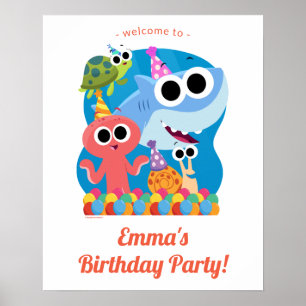 Super Simple Finny the Shark Confetti Birthday Poster