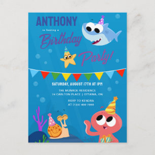 Super Simple   Finny the Shark Ocean Birthday Postcard