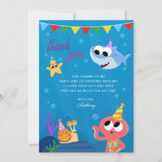 Super Simple | Finny the Shark Ocean Birthday Thank You Card