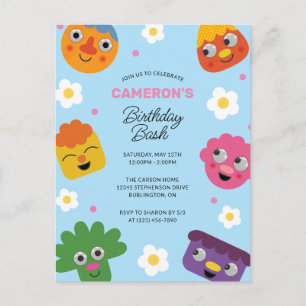 Super Simple   Noodle & Pals Blue Floral Birthday Postcard