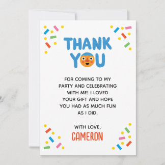 Super Simple Noodle & Pals Confetti 1st Birthday Thank You Card