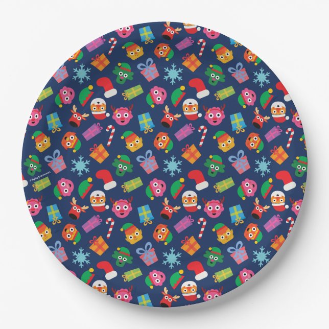 Super Simple | Noodle & Pals Holiday Pattern Paper Plate (Front)