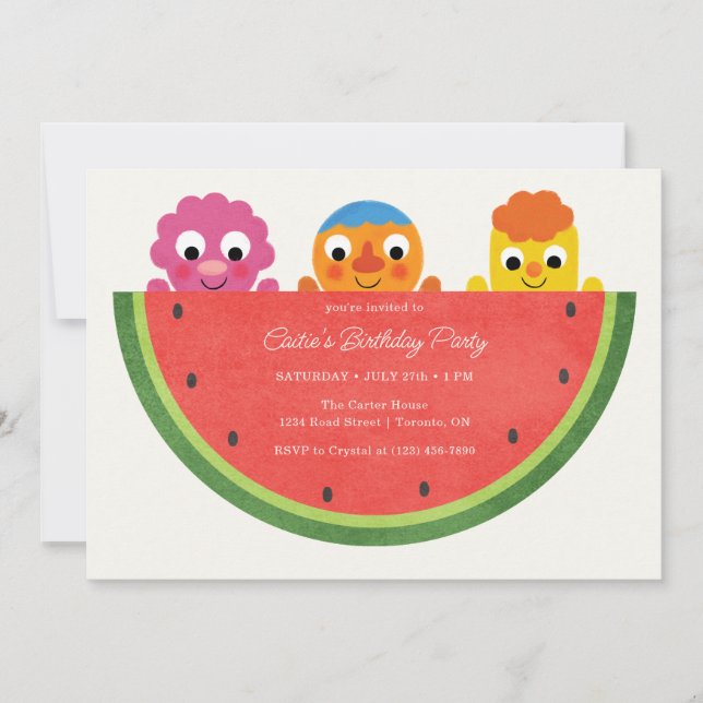 Super Simple | Noodle & Pals Watermelon Party Invitation (Front)