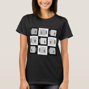 Super Simple Pixel Fishies, Black and White T-Shirt