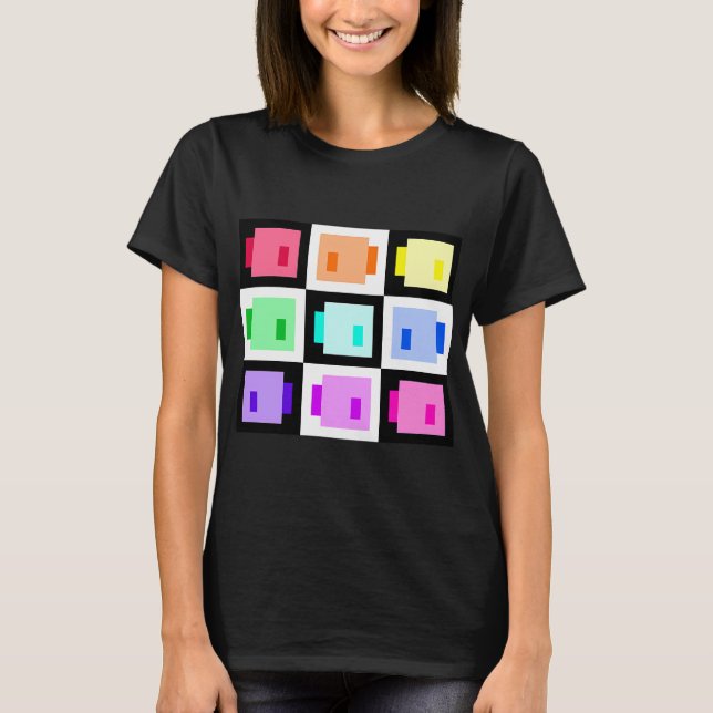 Super Simple Pixel Fishies, Rainbow T-Shirt (Front)