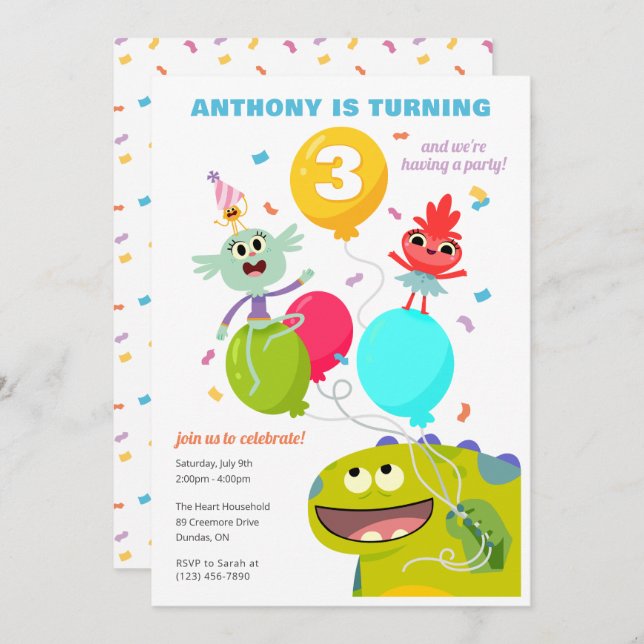 Super Simple | Rhymington Confetti Birthday Invitation (Front/Back)