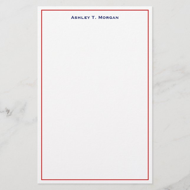 Super Simplicity Red Blue Personalised Stationery (Front)
