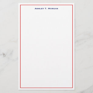 Super Simplicity Red Blue Personalized Stationery