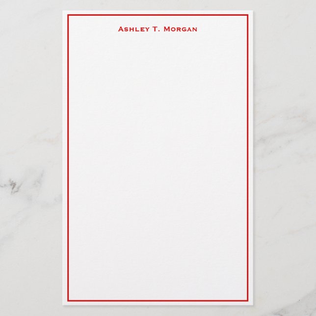 Super Simplicity Red White Personalised DIY Frame Stationery (Front)