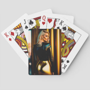 Super slim blonde young woman Playing Cards