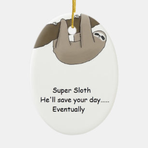 Super Sloth Hero Ceramic Tree Decoration