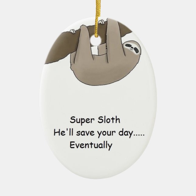 Super Sloth Hero Ceramic Tree Decoration (Front)