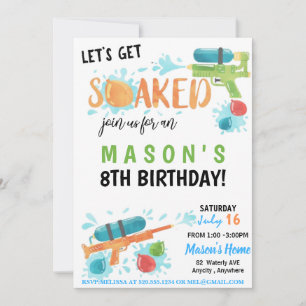 Super Soaker Different Birthday Invitation Card