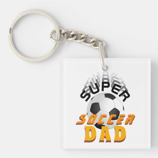 Super Soccer Dad Football Ball Sports Photo Key Ring (Front)