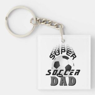 Super Soccer Dad Football Ball Sports Photo Key Ring