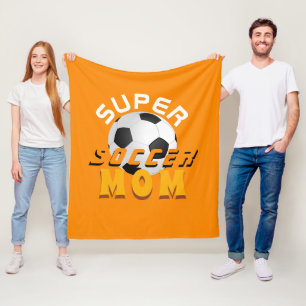 Super Soccer Mum Football Typography Sporty Mother Fleece Blanket