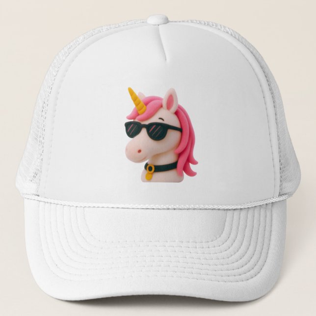 super soft unicorn-style plush style trucker hat (Front)