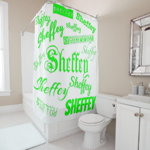 Super special Sheffey Neon Green fonts shower cur Curtain