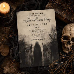 Super Spooky Grim Reaper Wicked Halloween Party Invitation