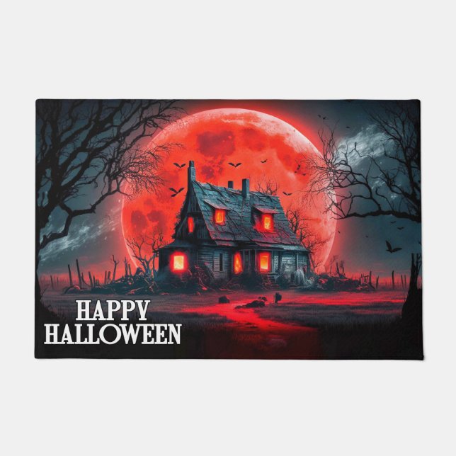 Super Spooky Halloween Haunted House Doormat (Front)