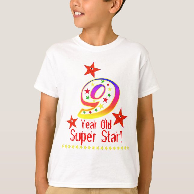 Super Star 9th Birthday Shirt for Boys (Front)