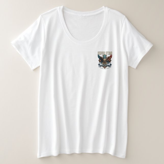 Super Star Eagle Emblem Plus Size T-Shirt (Design Front)