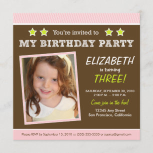 Super Star! Girl's Pink Birthday Party Invite