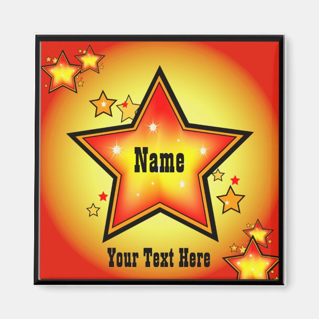 Super Star Gold Orange Superstar Custom Square Magnet (Front)