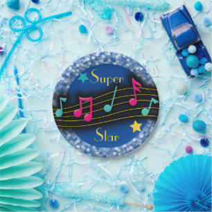 Super Star Music Notes Classic Round Paper Plate