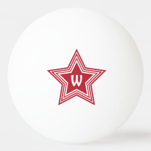 Super Star Red Monogram Initial Ping Pong Ball