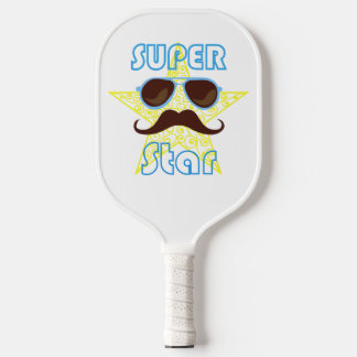 Super Star with sunglasses and mustache Pickleball Paddle