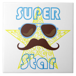 Super Star with sunglasses and mustache Tile