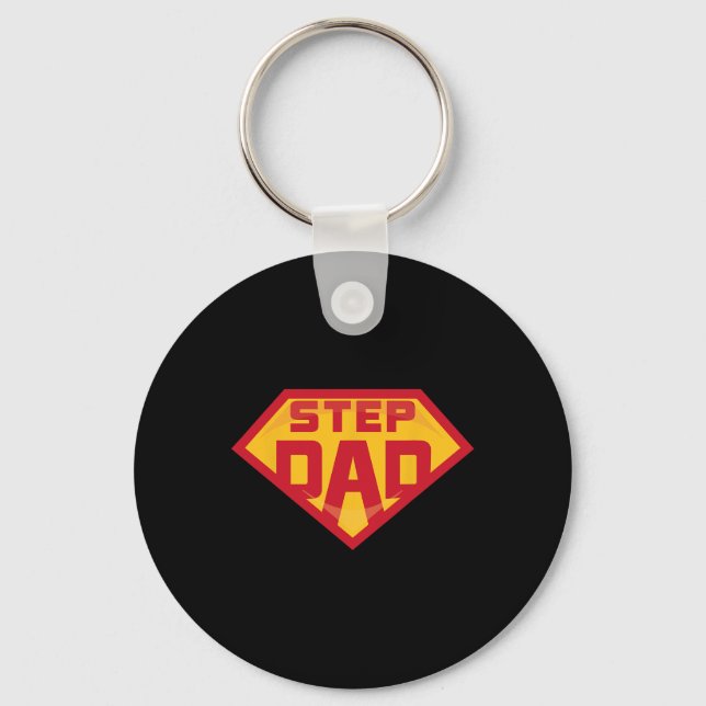 Super Stepdad Funny Hero Step Dad Birthday Fathers Key Ring (Front)