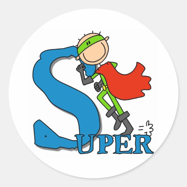 Super Stick Figure Hero Classic Round Sticker (Front)
