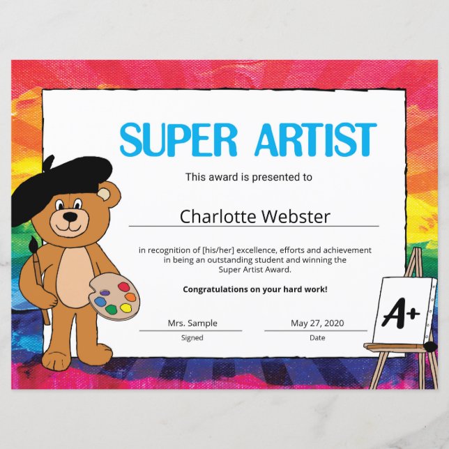 Super Student Student Recognition Certificates (Front)