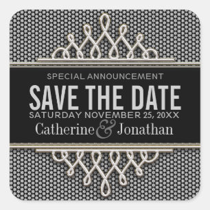 Super Style Black Silver Save the Date Sticker