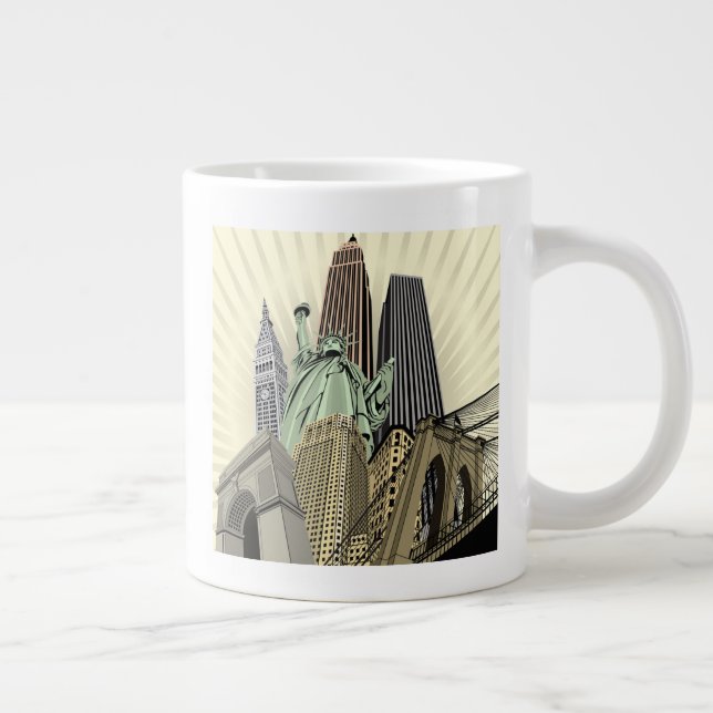 Super Stylised Cityscape NYC Large Coffee Mug (Right)