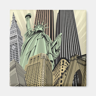 Super Stylised Cityscape NYC Magnet