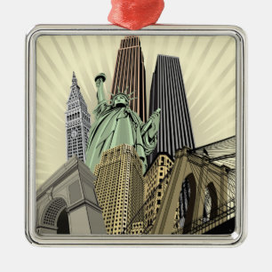 Super Stylised Cityscape NYC Metal Tree Decoration