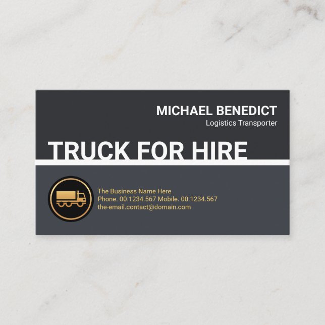 Super Stylish Simple Truck For Hire Border Line Business Card (Front)