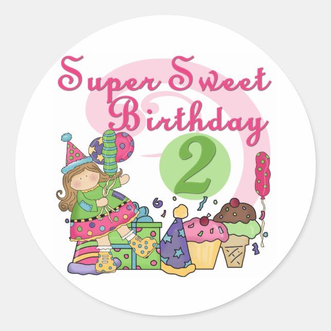 Super Sweet 2nd Birthday T-shirts and Gifts Classic Round Sticker (Front)