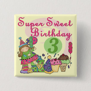 Super Sweet 3rd Birthday Tshirts and Gifts 15 Cm Square Badge
