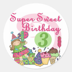 Super Sweet 3rd Birthday Tshirts and Gifts Classic Round Sticker