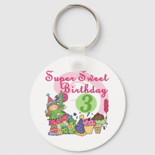 Super Sweet 3rd Birthday Tshirts and Gifts Key Ring