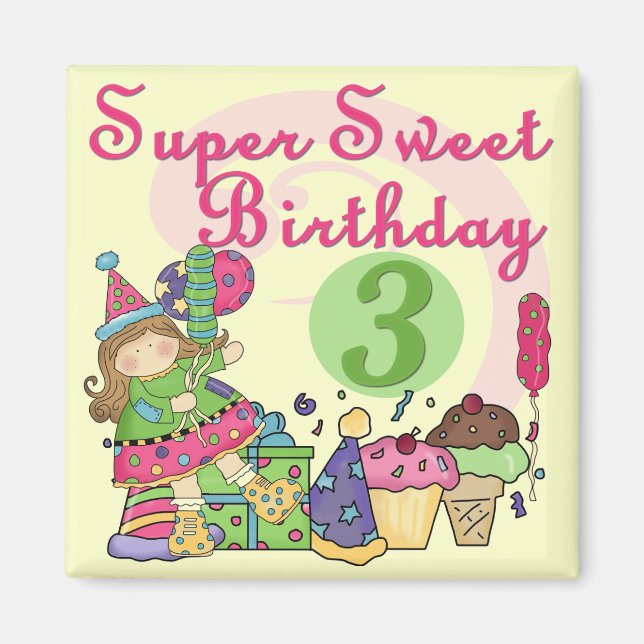 Super Sweet 3rd Birthday Tshirts and Gifts Magnet (Front)