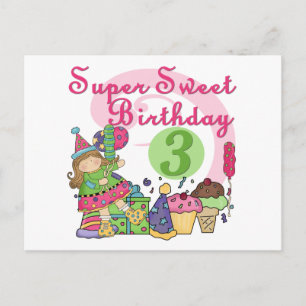 Super Sweet 3rd Birthday Tshirts and Gifts Postcard