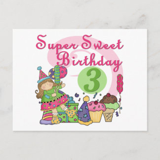 Super Sweet 3rd Birthday Tshirts and Gifts Postcard