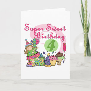 Super Sweet 4th Birthday T-shirts and Gifts Card