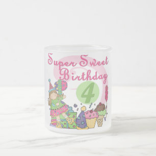 Super Sweet 4th Birthday T-shirts and Gifts Frosted Glass Coffee Mug