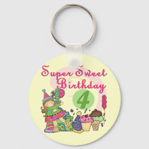 Super Sweet 4th Birthday T-shirts and Gifts Key Ring